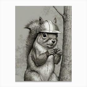 Squirrel In A Helmet Canvas Print