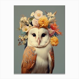 Bird With A Flower Crown Barn Owl 2 Canvas Print