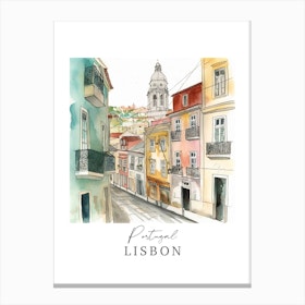 Portugal Lisbon Storybook 4 Travel Poster Watercolour Canvas Print