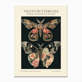Velvet Butterflies Collection Butterfly Night Symphony William Morris Style 7 Canvas Print