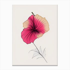 Hibiscus Floral Minimal Line Drawing 2 Flower Canvas Print