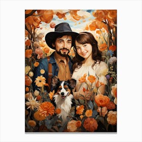 Couple In Flowers Canvas Print