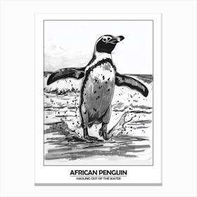 Penguin Hauling Out Of The Water Poster Canvas Print