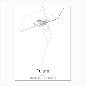 Tulum,Mexico Minimalist Map Canvas Print