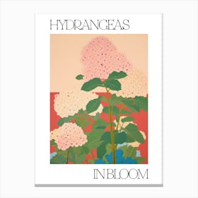 Hydrangeas In Bloom Flowers Bold Illustration 1 Canvas Print