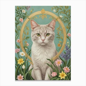 Cat In The Pastel Garden Canvas Print