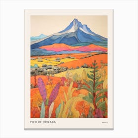 Pico De Orizaba Mexico 2 Colourful Mountain Illustration Poster Canvas Print