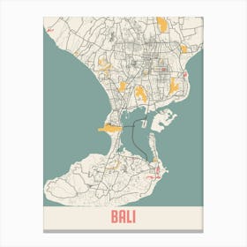 Bali Map Poster Canvas Print