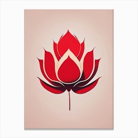 Red Lotus Retro Minimal 2 Canvas Print