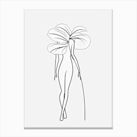 Line Art Woman Body And Leaf 8 Canvas Print