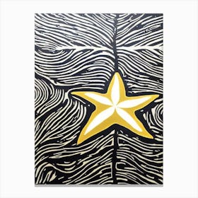 Sea Star Linocut Canvas Print