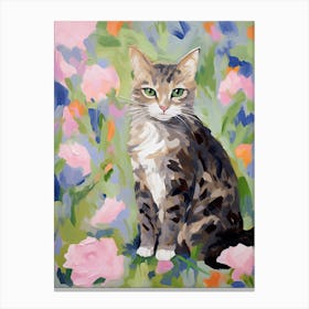 A Kurilian Bobtail Cat Painting, Impressionist Painting 4 Canvas Print