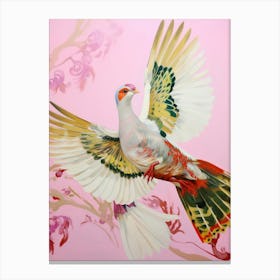 Pink Ethereal Bird Painting Pheasant 1 Canvas Print