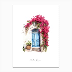 Rhodes, Greece   Mediterranean Doors Watercolour Painting 4 Poster Canvas Print