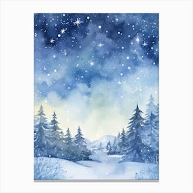 Winter Landscape Watercolor Painting 1 Canvas Print
