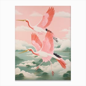 Vintage Japanese Inspired Bird Print Stork 3 Canvas Print