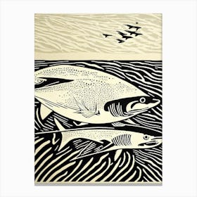 Requiem Shark II Linocut Canvas Print