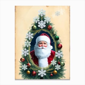 Santa Claus In Christmas Tree Canvas Print