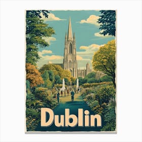 Aihrgdesign A Retro Travel Poster For Dublin 6 Canvas Print