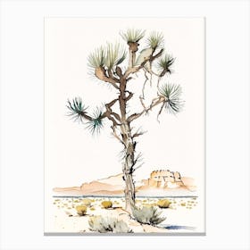 Joshua Tree In Grand Canyon Minimilist Watercolour  (2) Canvas Print