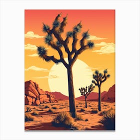  Retro Illustration Of A Joshua Trees At Dawn In Desert 4 Canvas Print