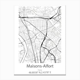 Maisons Alfort,France Minimalist Map Canvas Print