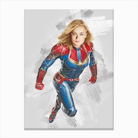 Captain Marvel Watercolor Canvas Print