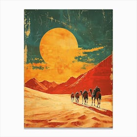 Desert Scene With Camels Canvas Print