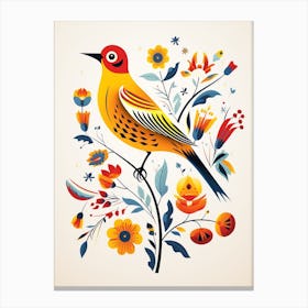 Scandinavian Bird Illustration Yellowhammer 4 Canvas Print