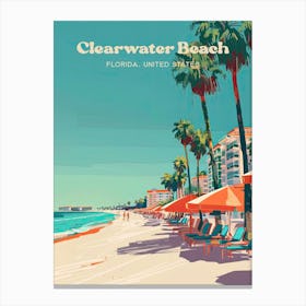 Clearwater Beach Florida Colorful Digital Travel Illustration Canvas Print