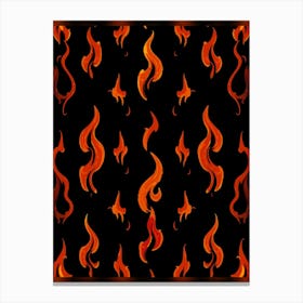 Flames On Black Background 1 Canvas Print