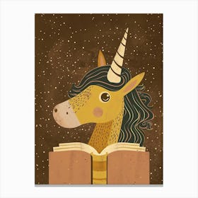 Unicorn Reading A Book Muted Pastels 5 Canvas Print