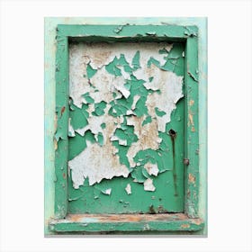 Old Green Paintwork On Wall Peeling Off Canvas Print