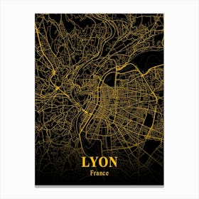 Lyon Gold City Map 1 Canvas Print