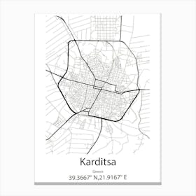 Karditsa,Greece Minimalist Map Canvas Print