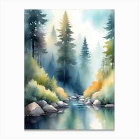 Watercolor Of A Forest 5 Canvas Print