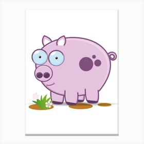 Cute Pig In The Mud Canvas Print