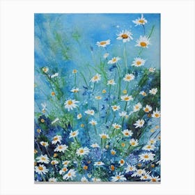 Oxeye Daisy Floral Print Bright Painting Flower Canvas Print