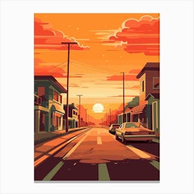 Street Scene At Sunset Canvas Print