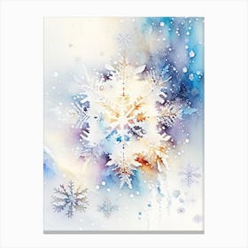 Irregular Snowflakes, Snowflakes, Storybook Watercolours 1 Canvas Print