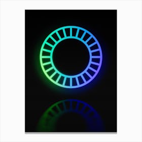 Neon Blue and Green Abstract Geometric Glyph on Black n.0270 Canvas Print