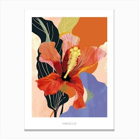 Colourful Flower Illustration Poster Hibiscus 2 Canvas Print