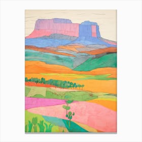 Mount Roraima South America 2 Colourful Mountain Illustration Canvas Print
