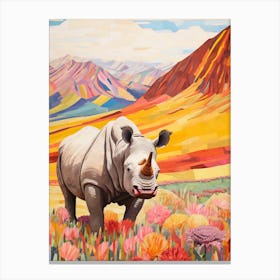 Rhino In The Grass 4 Canvas Print