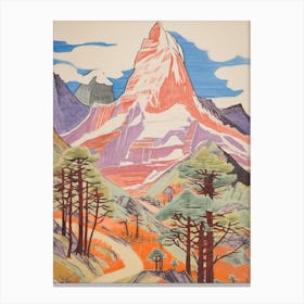 Ama Dablam Nepal 2 Colourful Mountain Illustration Canvas Print
