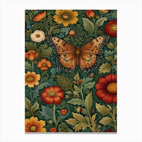 William Morris garden with butterfly Canvas Print