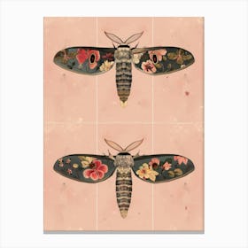 Pink Botanical Butterflies William Morris Style 5 Canvas Print