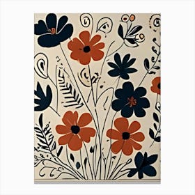 Flowers On A Tile Canvas Print