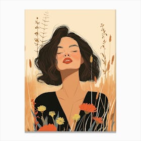 Boho Girl In A Field Canvas Print