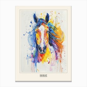 Horse Colourful Watercolour 2 Poster Canvas Print